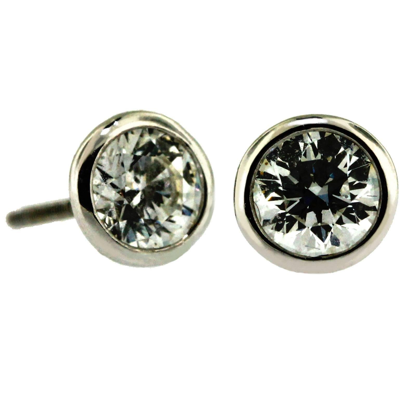 Tiffany & Co. Elsa Peretti 1.45 Carats diamond platinum ear studs For Sale