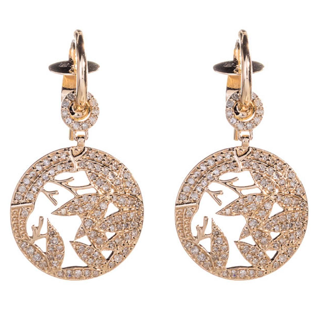 Jade Jagger Opium Bamboo Diamond and Gold Drop Earrings