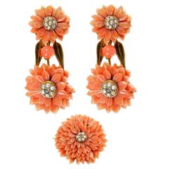 Victorian Coral Pearl Gold Demi-Parure 6