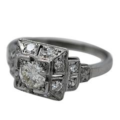 Antique Stunning Art Deco .45 Carat Diamond platinum engagement Ring