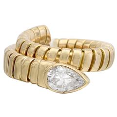 Bulgari Tubogas Serpentine Diamond Gold Band Ring