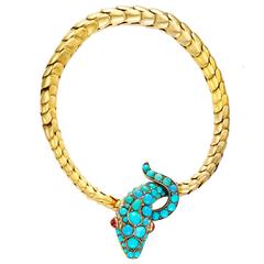Victorian turquoise gold Snake Bracelet