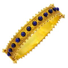 Antique Lapis Lazuli Gold Bangle Bracelet