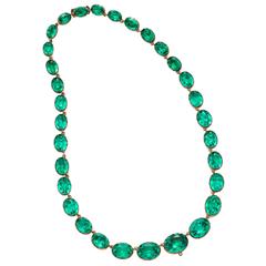 Antique Green Paste Gold Riviere Necklace