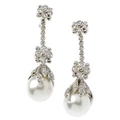 Stambolian South Sea Pearl Diamond Gold drop Earrings