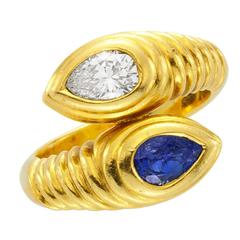 1980s Bulgari sapphire diamond gold ring