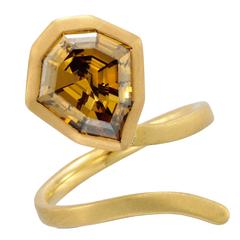 Fancy Deep Orange Brown Diamond Gold Ring