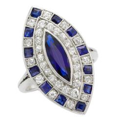 Art Deco Sapphire Diamond platinum Ring