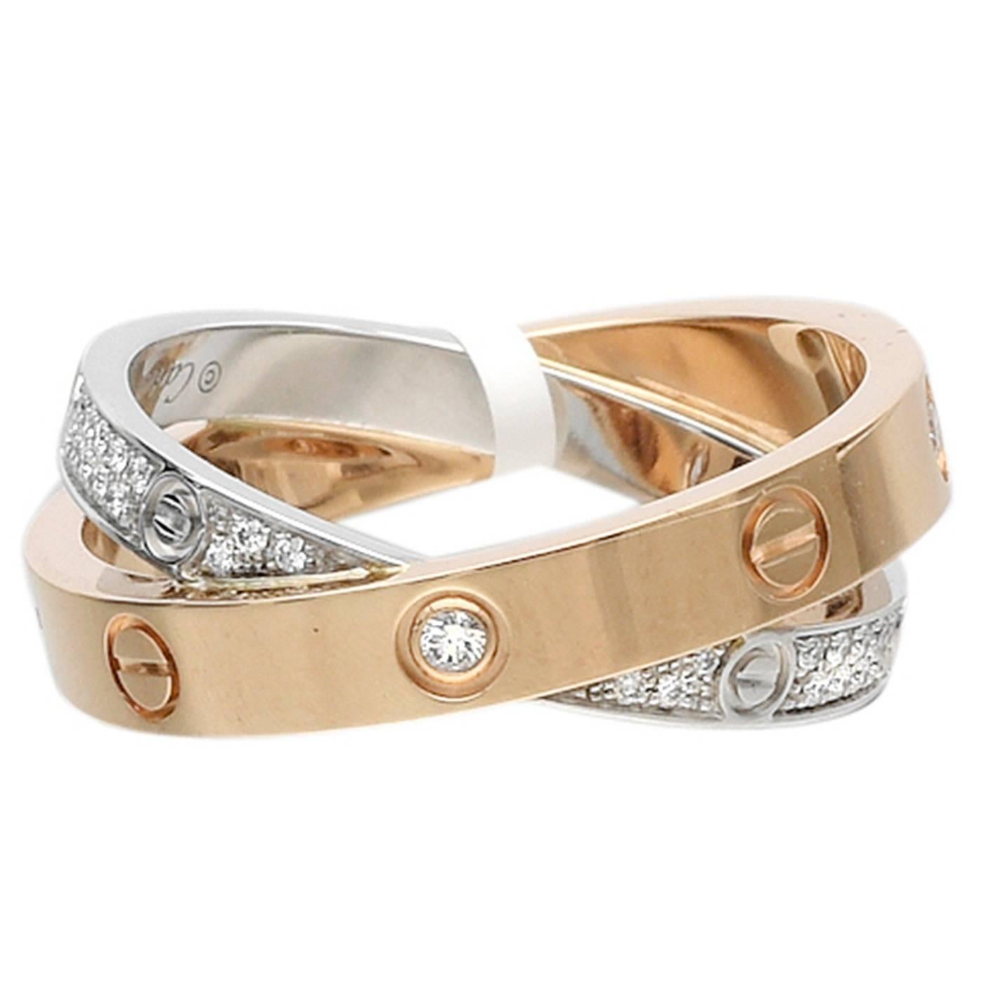 Cartier LOVE Diamond Gold Double Band Ring