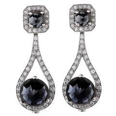 26.74 Carat Black Diamond Earrings 11