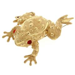 fire opal gold Frog brooch 8
