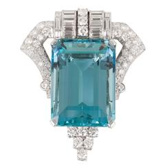 Aquamarine Diamond Brooch 7