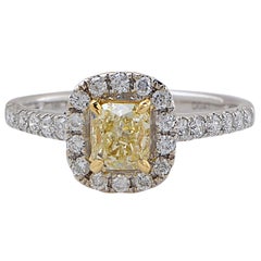 .90 Carat GIA Graded Fancy Yellow Diamond Ring