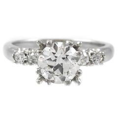 Old European Cut Diamond Platinum Engagement Ring 11