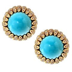 Turquoise & Diamond Earrings