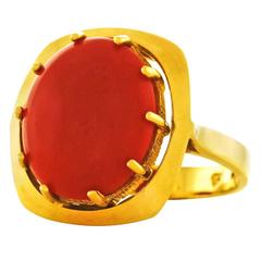 1960s Natural Coral gold Mod Ring