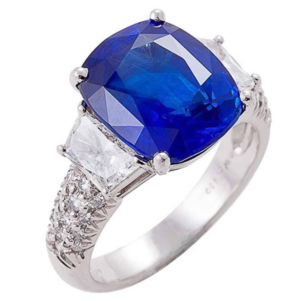 AGL Certified 8.02 Carat UNTREATED Sapphire Diamond Platinum Ring By Kurt Wayne For Sale