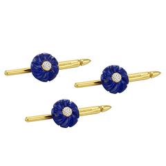 Trianon ​Lapis Diamond Gold Shirt Studs