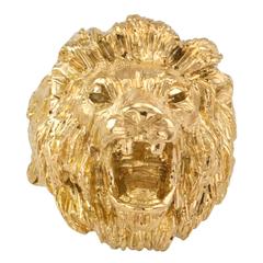 Retro Buccellati Gold Lion Head Ring