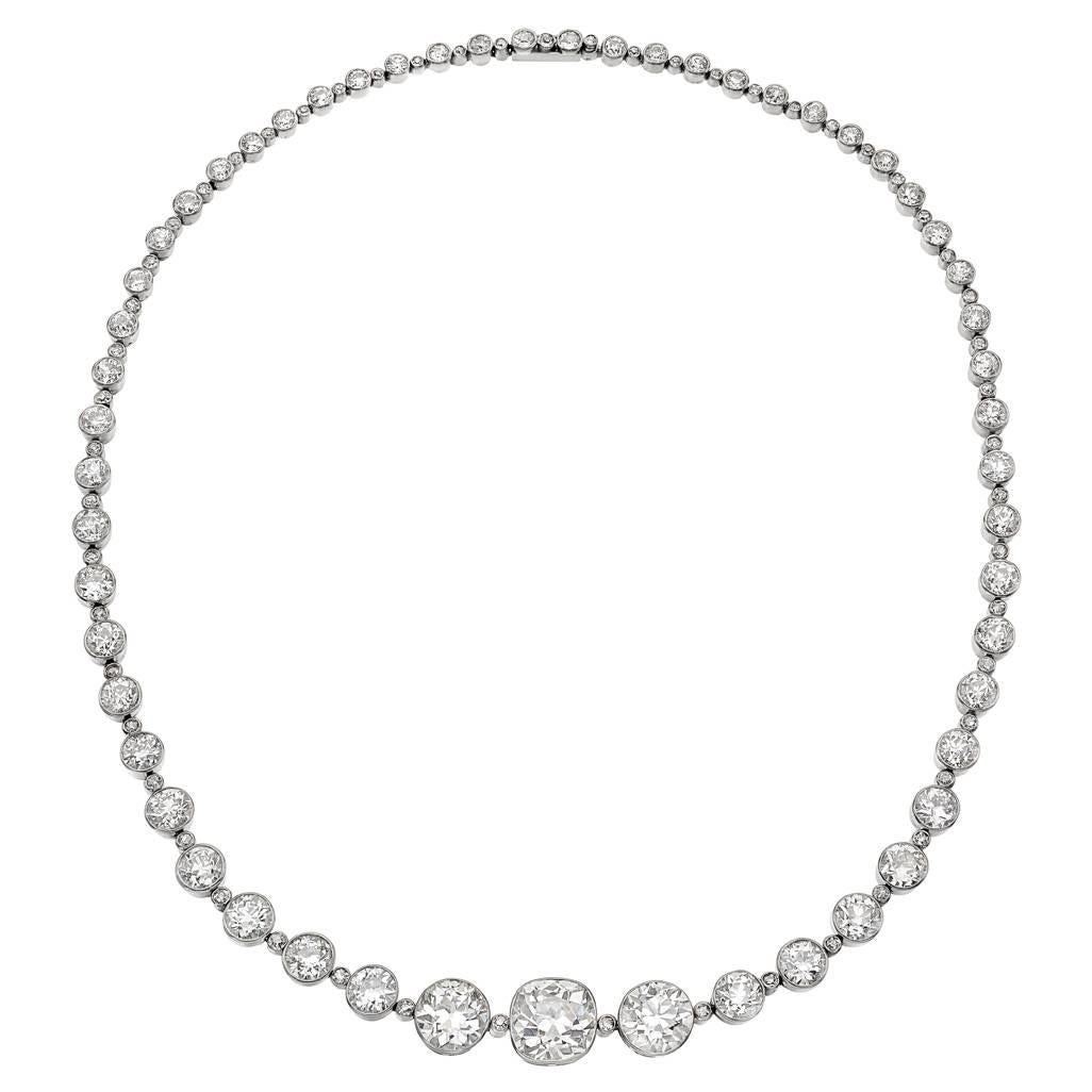 Bezel-Set Old Mine Cut Diamond Necklace