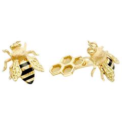 Verdura ​enamel Gold ​Honeybee Cufflinks
