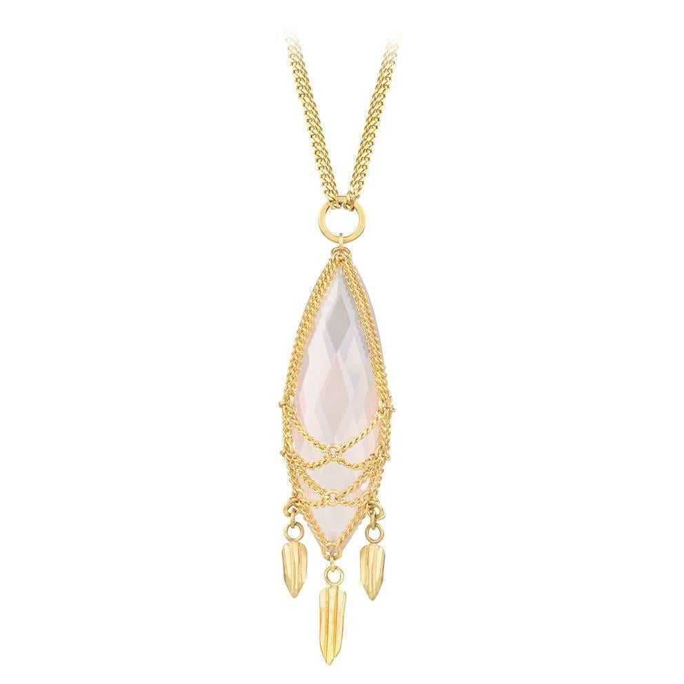 Anthony Nak Rose Quartz Gold Pendant Necklace