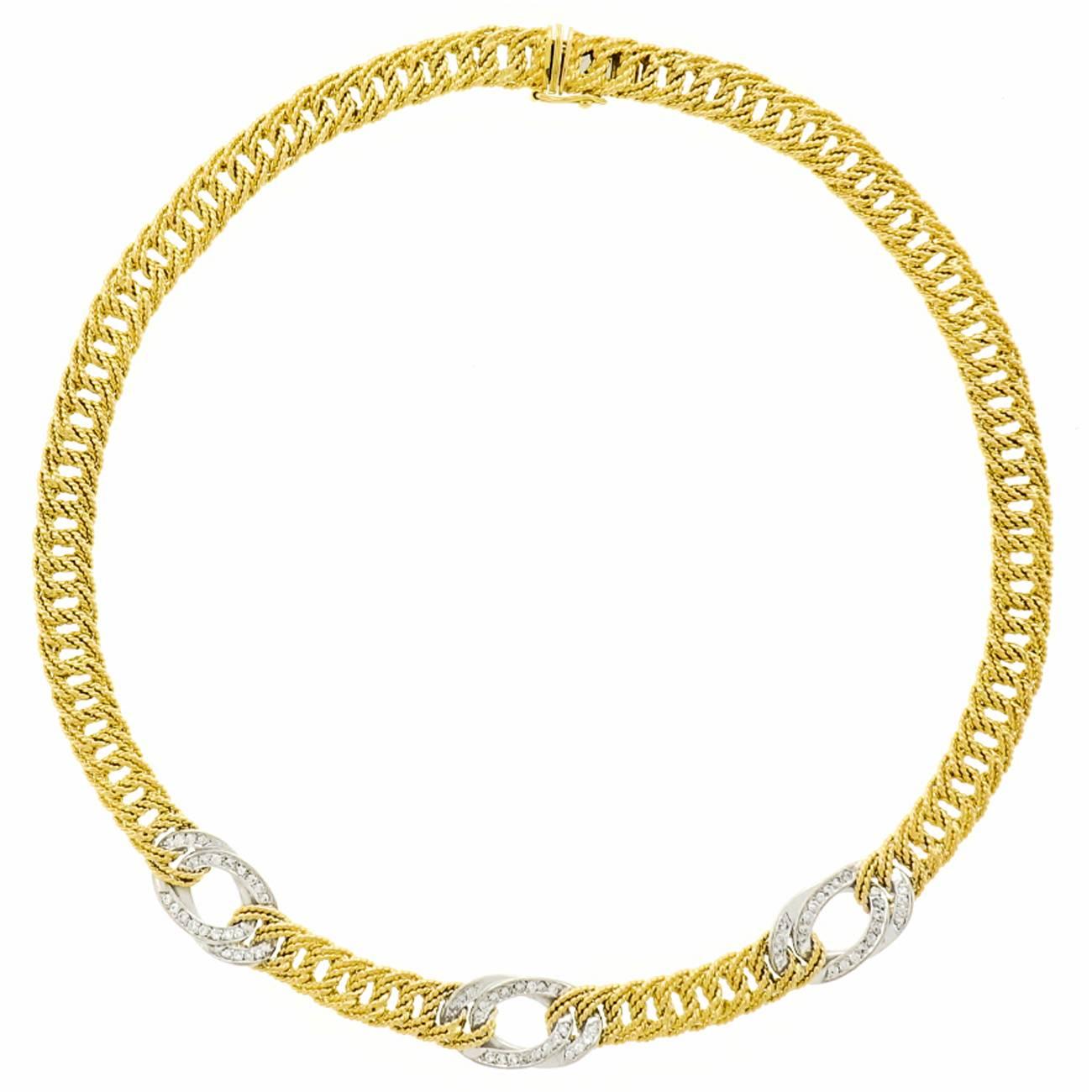 Elegant Gubelin Diamond-Set Gold Necklace
