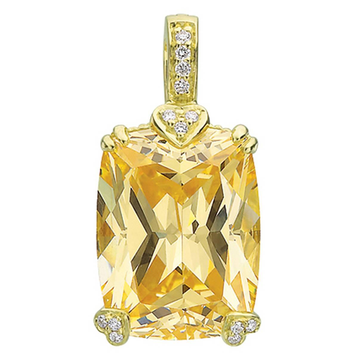 Judith Ripka Canary Crystal Diamond Gold Clip-On Pendant