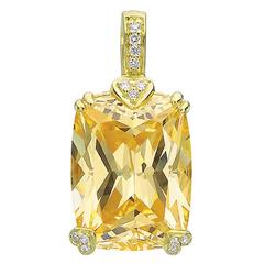 Judith Ripka Canary Crystal Diamond Gold Clip-On Pendant