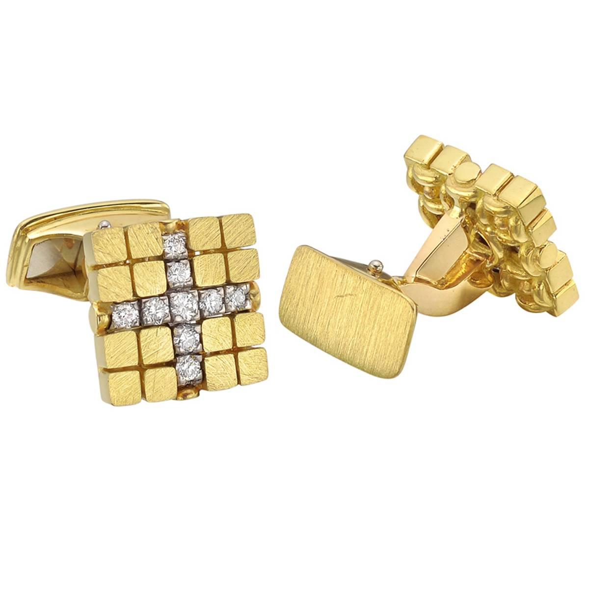 Diamond Gold Cross Cufflinks