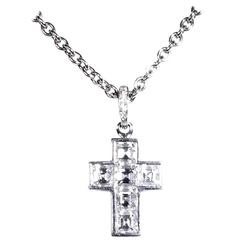 Cartier Diamond Platinum Cross Necklace