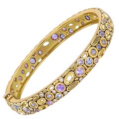 Alex Sepkus multicolored sapphire Diamond gold Bangle bracelet