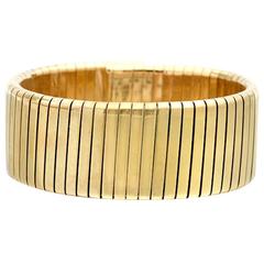 Gold Ribbed Cuff Bracelet
