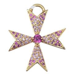 Pink Sapphire Maltese Cross Pendant