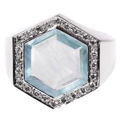 Jade Jagger Aquamarine and Diamond Hexagon Ring