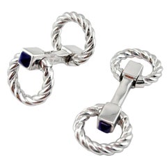 Alex Jona Sterling Silver Double Ring Folding Cufflinks
