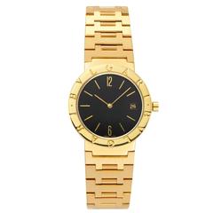 Bulgari yellow Gold black dial quartz Wristwatch 
