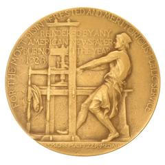 Antique 1927 Solid Gold Pulitzer Prize Medal 