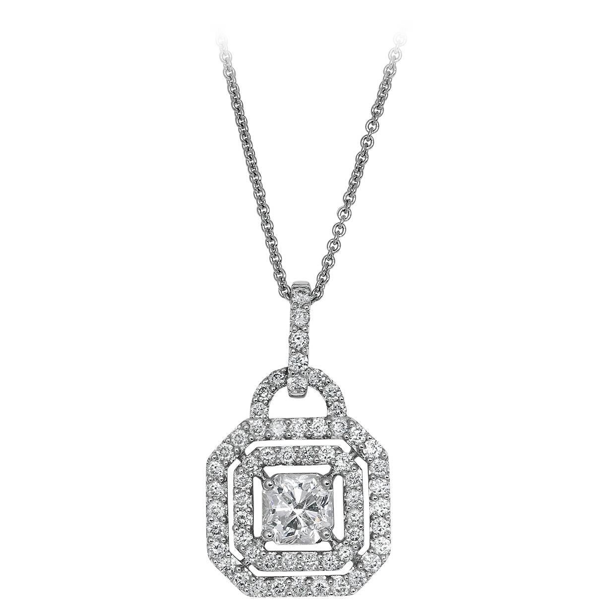 1.73 Carat Diamond Gold Pendant For Sale