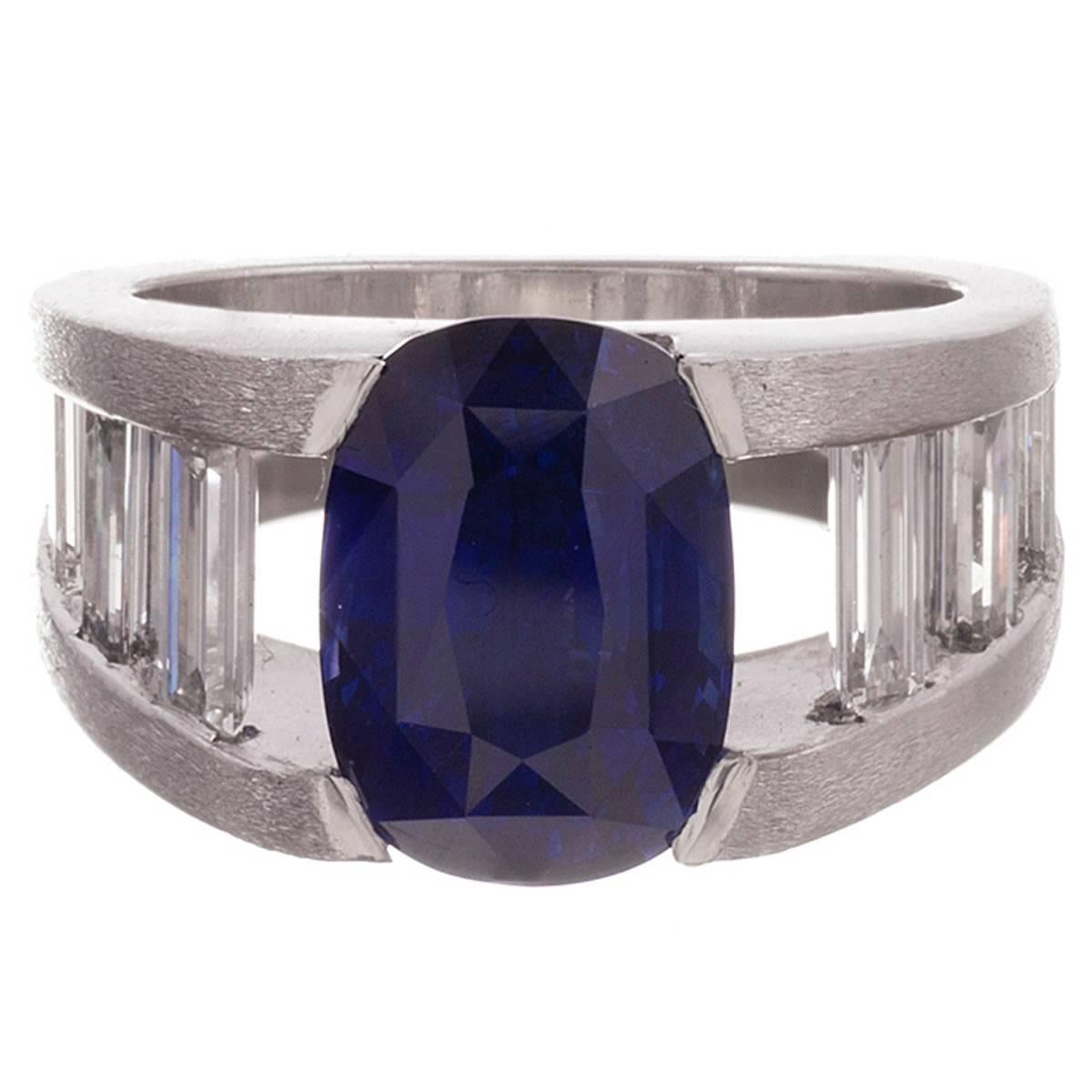 5.06 Carat Sapphire Diamond platinum Contemporary Ring
