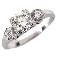 Vintage 1.15 Carat European Cut Diamond Gold Engagement Ring
