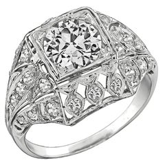 Anillo de compromiso de platino con diamantes talla mina antigua de 1.33 quilates