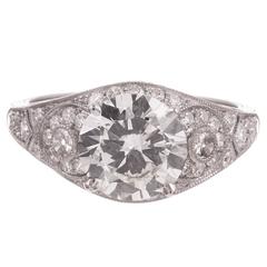 2.01 Carat Decorated Diamond platinum Engagement Ring