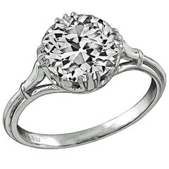 GIA 2.37 carat Old Mine Cut Diamond Platinum Engagement Ring