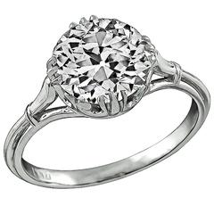 GIA 2.37 carat Old Mine Cut Diamond Platinum Engagement Ring 8