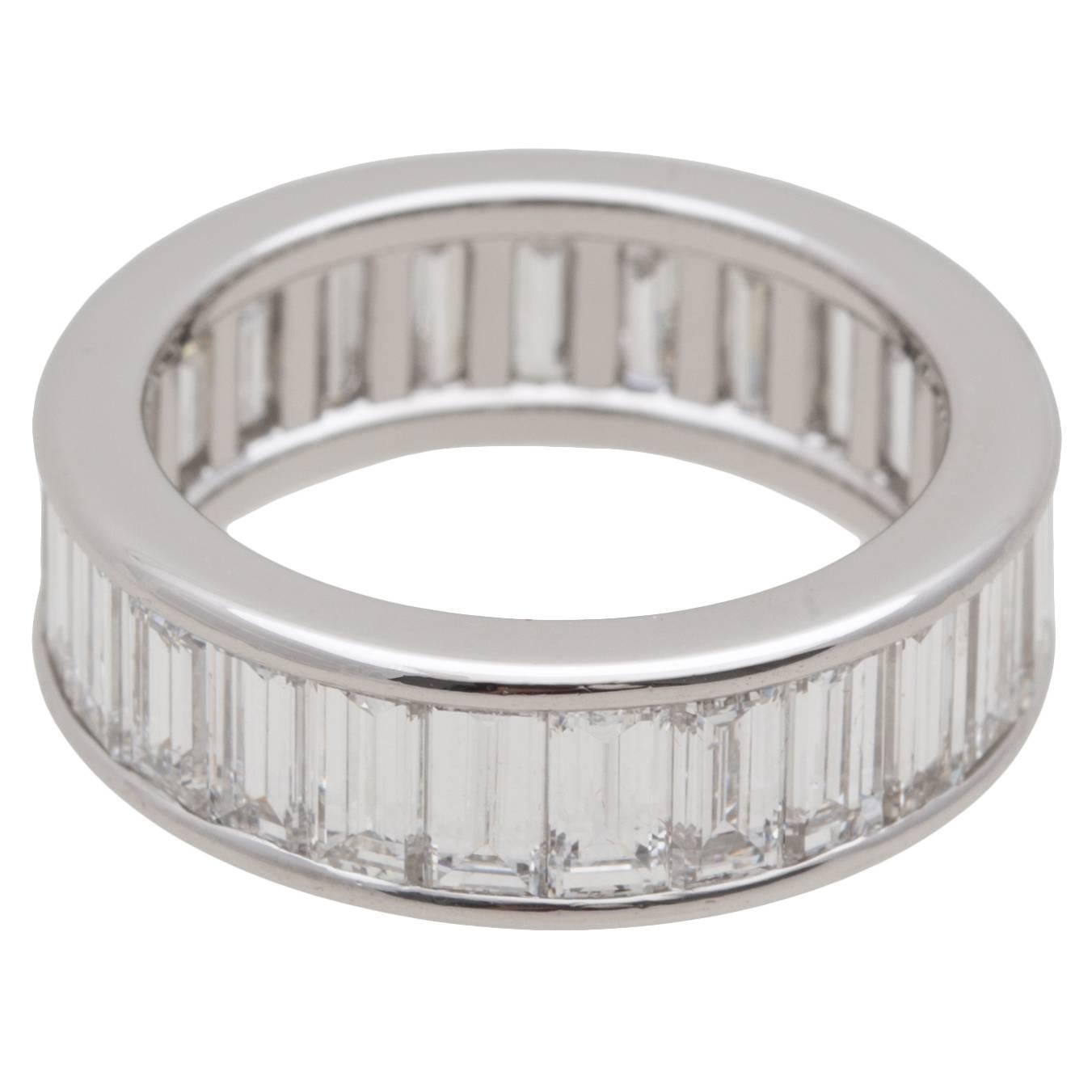 Cartier Diamond Baguette Platinum Eternity Wedding Ring