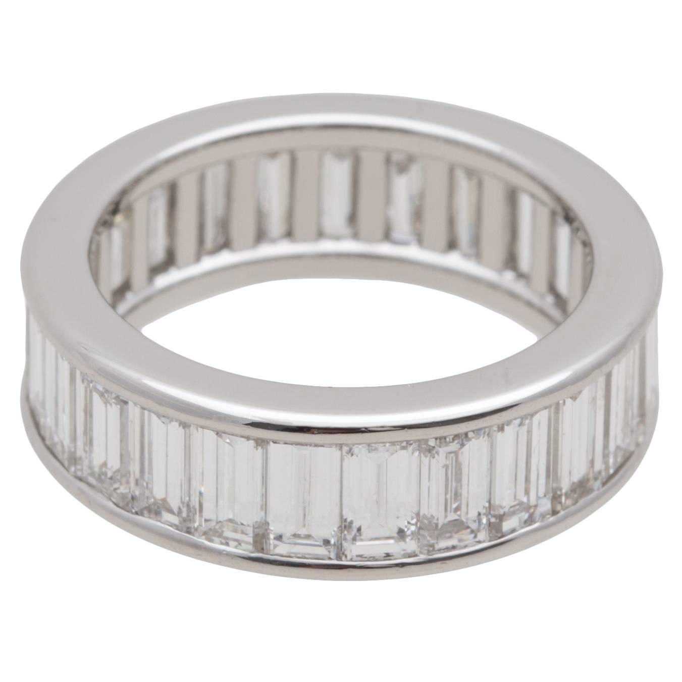 Cartier Diamond Baguette Platinum Eternity Wedding Ring At 1stdibs