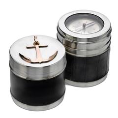 Hermes Pair of Leather and Silver Boxes