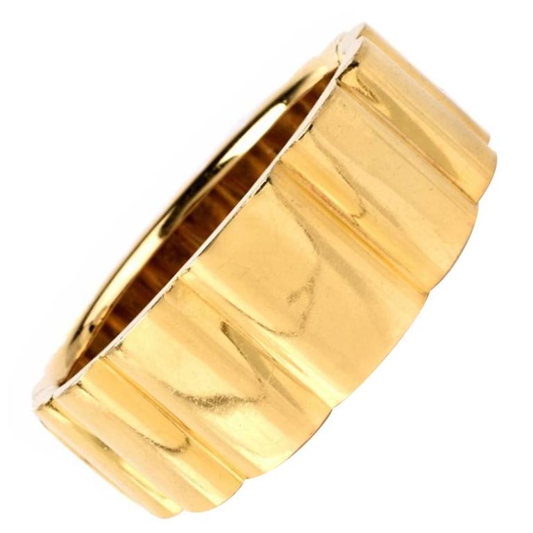 Wide Gold Cuff Bangle Bracelet at 1stdibs