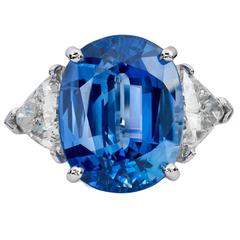 15.10 Carat Blue Sapphire and Diamond Ring 2